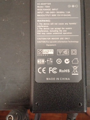 Laptop power adapter 15V-6A 90W used