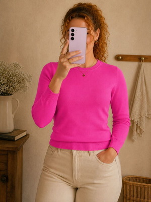 Knitted fuchsia blouse (M)
