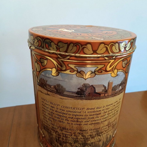 Collectible metal Uncle Bens tin large new