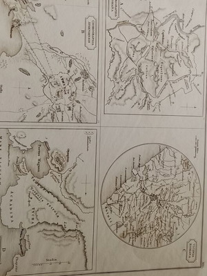 1826 λιθογραφικός χάρτης Αρχαίας Αθήνας, Ρώμης, Συρακουσών μεταχειρισμένος, 27x21εκ
