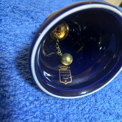 Limoges porcelain bell used with cobalt blue and 22k gold details