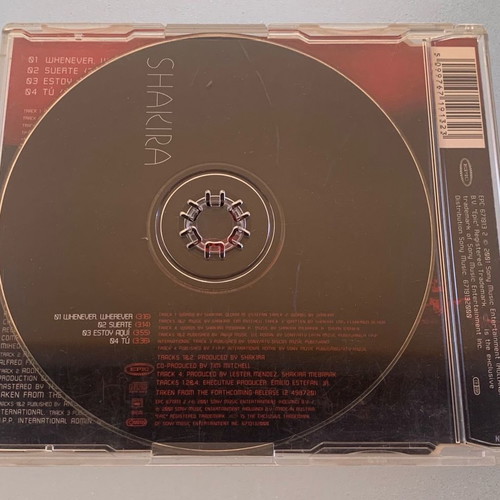 Shakira Whenever Wherever 4-trk CD single used, pop
