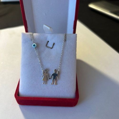 Silver talisman necklace with eye charm like new