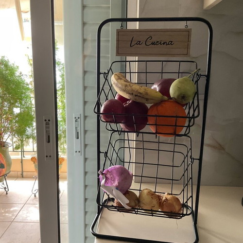 Double metal fruit and vegetable basket, like new, modern minimal