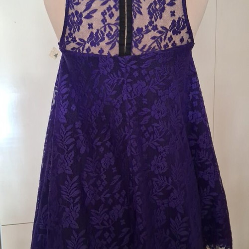 Miss Selfridge short purple dress with lace overlay