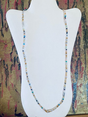 Long handmade necklace with multicolored gemstones new
