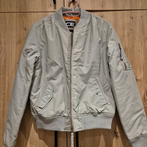 Short women's jacket like new, gray and turquoise