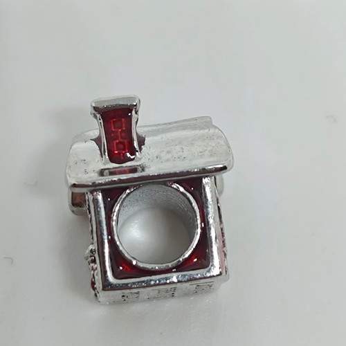 Christmas silver charm house with enamel, like new