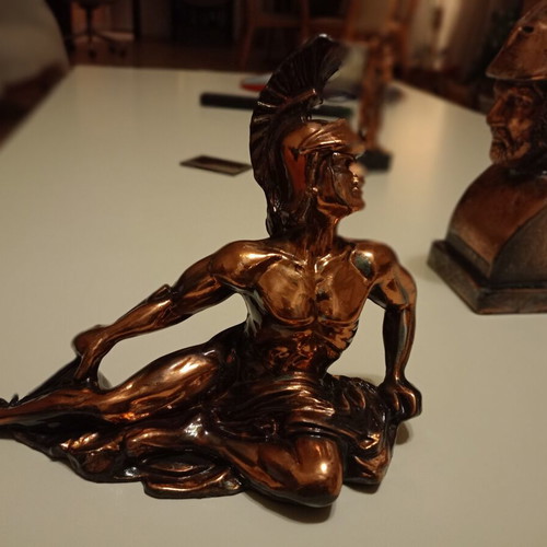 Vintage brass statue set of 3 (Pericles, Achilles, Hermes) like new