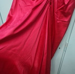 Luisa Beccaria long coral satin dress with ruching
