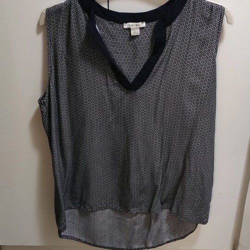Amisu blouse L white and blue like new