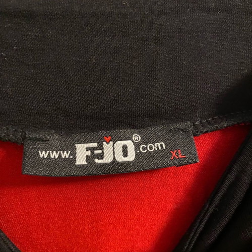 Blouse XL used, red with black and bow detail