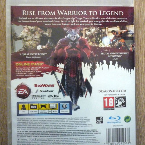 Dragon Age II PlayStation 3 game like new