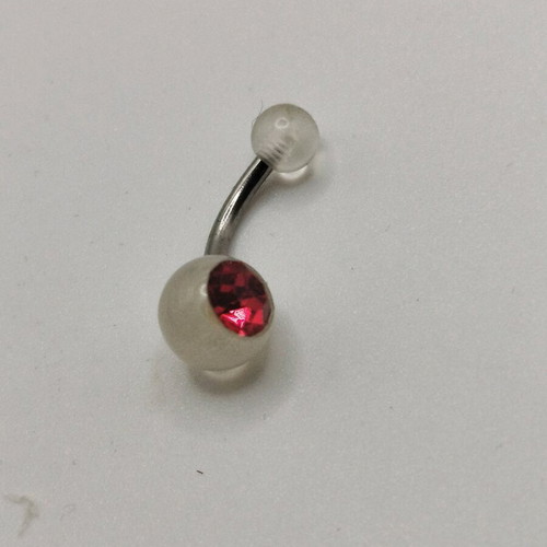 Navel earrings new, steel with red crystals and beads