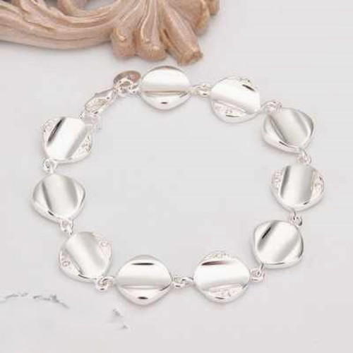 Bracelet for women new, silver chain with square links
