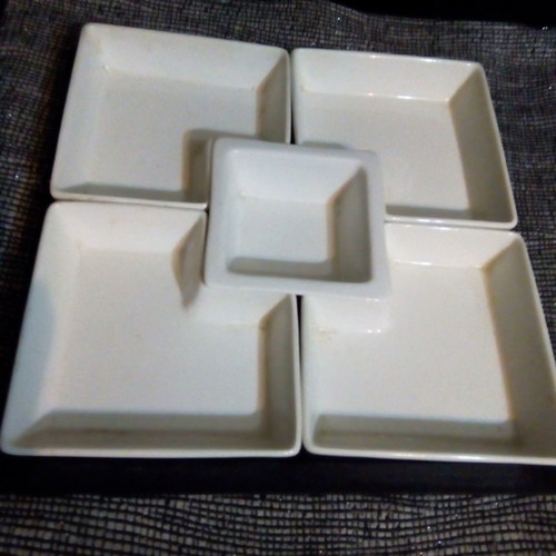 English porcelain articulated hors d'oeuvres set of 3 new pieces