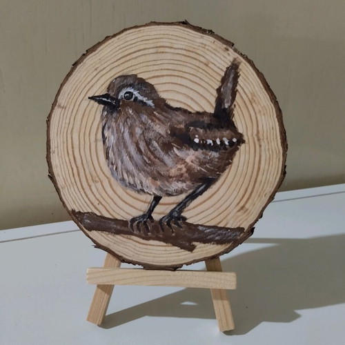 Handmade wood painting new, dimensions 14×13 cm