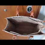 Handbag and shoulder bag, beige and brown