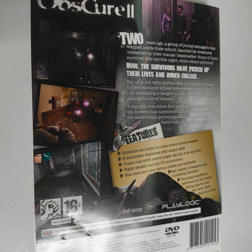 PS2 Obscure 2 Αγγλικό Sony PlayStation 2 μεταχειρισμένο, πλήρες & λειτουργικό με ακρυλική θήκη