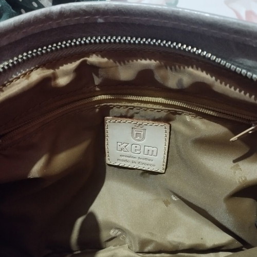 KEM leather handbag like new, grey