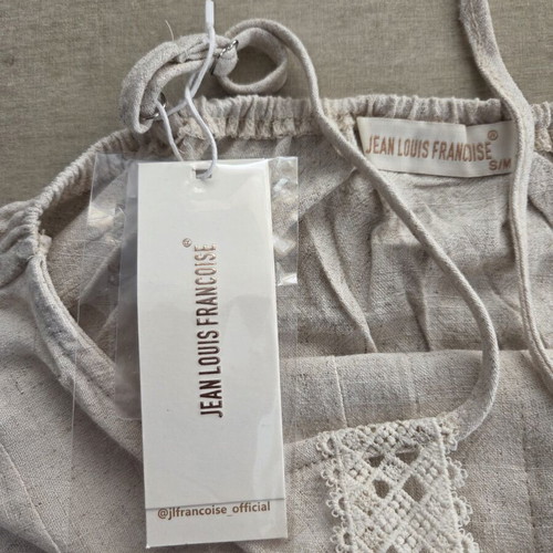 Blouse S-M new, beige viscose linen with adjustable straps