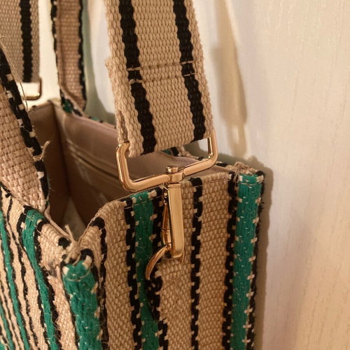 H&M Mini City Bag Raffia striped new, crossbody, beige and green