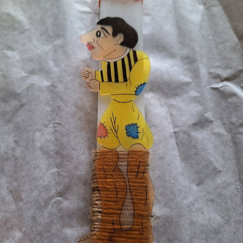 Handmade candles with Karagiozis figures and glued decoration new