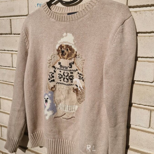 Polo Ralph Lauren bear sweater like new, beige