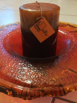 Glass table candlestick in wine color like new