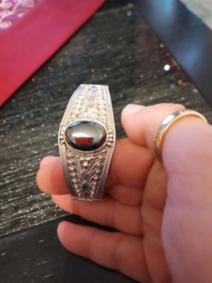 Silver 950 Byzantine Style Bracelet with Hematite Stone like new