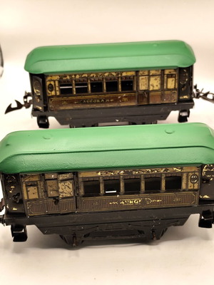 Vintage Train Pullman toys used, set of two from 1930s