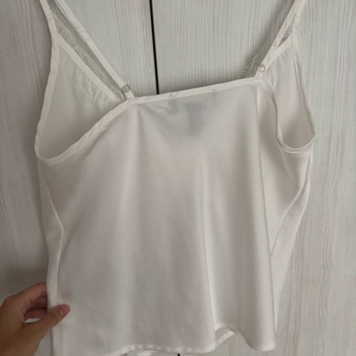 Satin top new, white, size S-M