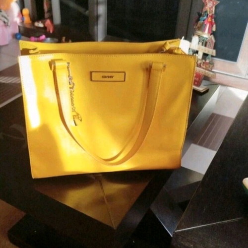 DKNY shoulder bag used, yellow leather