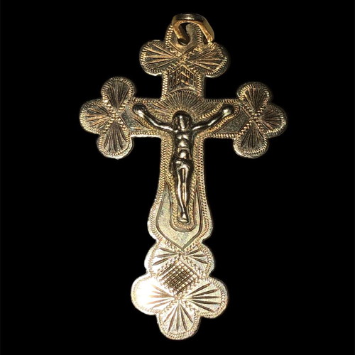 Gold Orthodox Russian Cross handmade like new 14 karat
