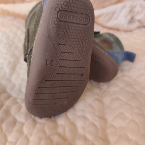 Gioseppo Kids Leather Boots used, size 21, khaki with blue detail