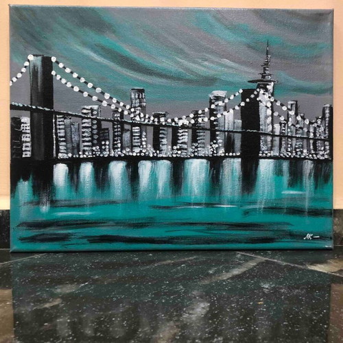 Tiffany Cityscape Acrylic Painting 40x30 cm new