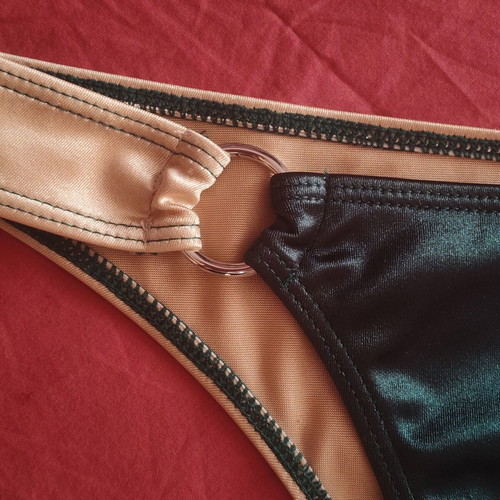 Emerald Green & Gold Metallic Bikini Set (M) – Halter Neck