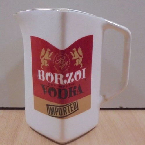 Borzoi Vodka old promotional ceramic jug used
