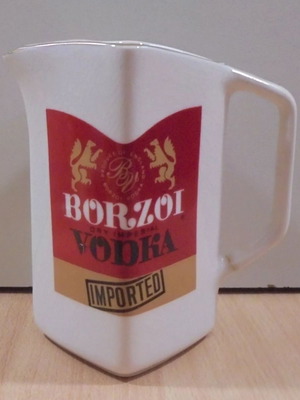Borzoi Vodka old promotional ceramic jug used