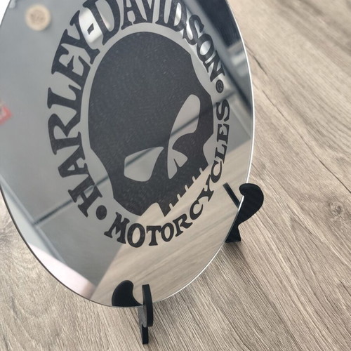 Harley-Davidson collectible mirror with Willie G. Skull engraving