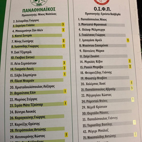 Panathinaikos 2010 program used, debut with Olympiacos
