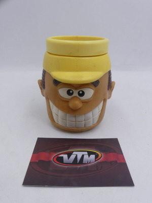 Vintage 1998 Tradefinders LTD Plastic Head Mug used, yellow