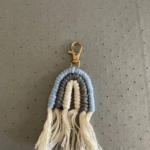 Handmade macrame rainbow keychain