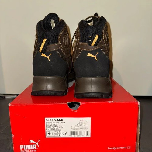 Puma Sierra Nevada Mid S3 work boots, size 44, brown and black