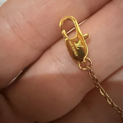 Louis Vuitton Monogram World Tour Padlock Necklace with Strass, Gold Tone