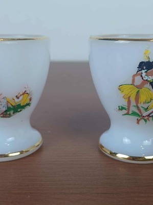 Vintage egg cups used, set of 2 with wear
