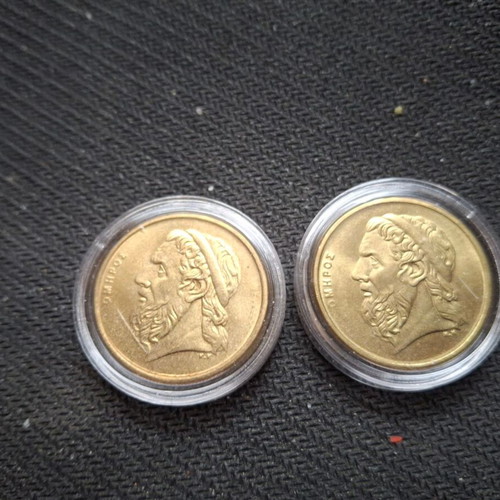 50 Drachma Coins 2000 new, pack of 10 with capsules