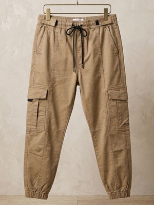 Bershka men's cargo jogger pants, beige, size S