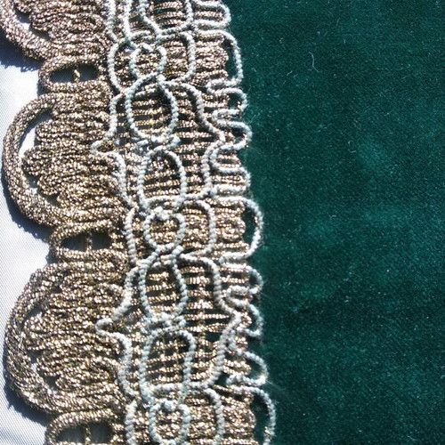 Handmade embroidery with green velvet like new