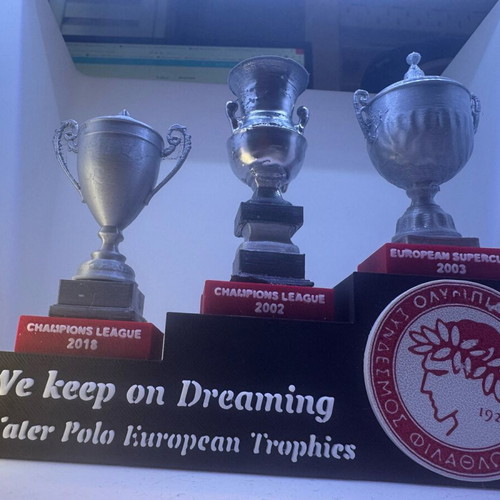 Olympiacos Water Polo European trophies miniatures new, height 8cm